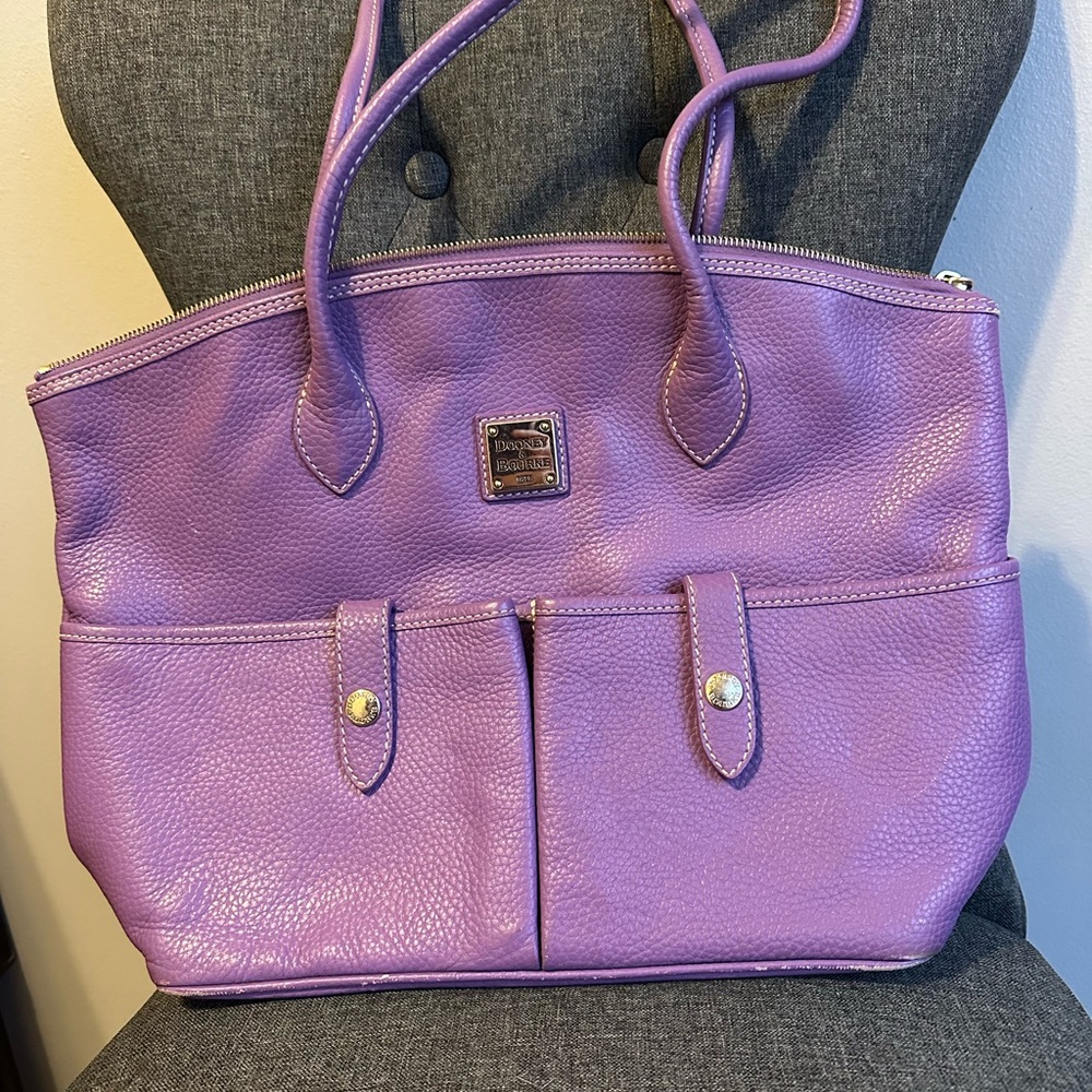 Dooney & Bourke Purple Leather Tote Bag